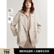 ELLE【100%綿羊毛】黑色雙面呢大衣女2024秋季新款通勤毛呢外套 杏色 S