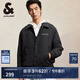 杰克·瓊斯（JACK&JONES）男裝春季新款時(shí)尚百搭寬松短款棉衣保暖外套字母刺繡翻領(lǐng)棉服男 E40 黑色 S 170
