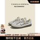 CAMILA KSENIA德訓(xùn)鞋女士2025新款夏季休閑百搭運(yùn)動(dòng)鞋真皮復(fù)古阿甘板鞋子平底鞋 銀色 【真皮版 平底款】 36