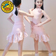 G.DUCKKIDS少兒拉丁舞兒童2025夏季新款拉丁舞蹈分體女童練功表演練習(xí) 粉色無袖套裝 120