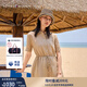 TOMMY HILFIGER【舒適亞麻】25夏季女裝海邊度假風收腰顯瘦襯衫連衣裙03943 卡其色AEG S 34