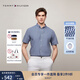 TOMMY HILFIGER【透氣府綢】夏季男純棉商務(wù)休閑格子短袖襯衣襯衫男外套35440 藍(lán)白格紋C5J XL （推薦：165-180斤）