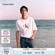 Calvin KleinJeans25春夏男女情侶休閑ck字母純棉落肩袖寬松短袖T恤4RAB823
