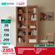 林氏家居帶玻璃門實(shí)木書柜書架一體整墻客廳儲(chǔ)物展示柜子PK2X
