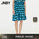 江南布衣（JNBY）夏半身裙女海浪剪影印花裙100%棉松緊腰寬松A字短裙 489/藍(lán)綠系組合 S