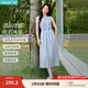 茵曼法式度假風(fēng)背心連衣裙女2025年夏季新品歐若風(fēng)藍色無袖長裙子 藍色 M