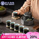 蘇氏陶瓷（SUSHI CERAMICS）手繪山水畫功夫茶具提梁壺茶具套裝1壺6杯禮盒裝J0564