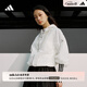 adidas吳艷妮同款輕膚感系列拒水防潑連帽外套輕風衣女裝阿迪達斯 漢玉白/金屬銀   M