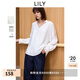 LILY2025春新款女裝含桑蠶絲優(yōu)雅氣質(zhì)通勤系帶領(lǐng)V領(lǐng)垂感套頭衫女 601白色 M