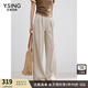 衣香麗影灰色闊腿休閑褲女2025年夏裝新款高腰顯瘦寬松慵懶風(fēng)褲子 卡其色 M 160