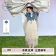 紫涵（ZIHAN）紫涵牛仔外套吊帶網(wǎng)紗連衣裙套裝女夏季上衣仙女裙兩件套 米白 M