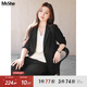 MsShe大碼女裝2025新款秋款胖mm職業(yè)裝彈力西服女200斤秋裝 彈力西裝-經(jīng)典黑色現貨 2XL