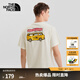 北面（The North Face）短袖T恤男女 美式休閑半袖透氣小汽車卡通印花簡約 米白色 2XL /185