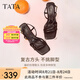 他她（TATA）氣質(zhì)高跟拖鞋女鞋法式一字帶休閑涼鞋2025夏新款 啡色（涼鞋款-7UJB9） 38