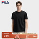 FILA 斐護(hù)科技|斐樂(lè)官方男子針織短袖2025春新款時(shí)尚簡(jiǎn)約休閑圓領(lǐng)T恤 正黑色-BK L 175/96A/L