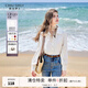 秋水伊人時(shí)尚簡(jiǎn)約顯瘦直筒襯衫秋季新款女休閑長(zhǎng)袖打底襯衣 米白-經(jīng)典款 M