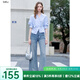 百圖betu女裝2025夏季新款襯衫不對稱(chēng)收腰設計條紋氣質(zhì)上衣女2507T29 藍色 M