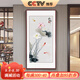 良木新中式入戶(hù)玄關(guān)裝飾畫(huà)豎版正對門(mén)走廊盡頭壁畫(huà)掛畫(huà)水墨荷花國畫(huà) C-家和 50*100CM 雅致紅木框