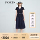 PORTS寶姿女裝2025春夏新款優(yōu)雅淑女經(jīng)典通勤拼接紗裙收腰連衣裙 丈青色 XS 2