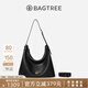 BAGTREE包包樹(shù)圖南植鞣牛皮腋下hobo女包2025年新款單肩斜挎包通勤餃子包 黑色-大號 贈斜挎延長(cháng)肩帶 高級小眾