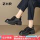 ZHR樂福鞋女經(jīng)典英倫風(fēng)單鞋女舒適厚底皮鞋女套腳女鞋 AH587 黑色 37