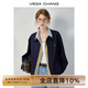 VEGA CHANG女士短外套25年秋裝款設計感美式假三件小個(gè)子夾克上衣 藏青色 M