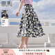 香影碎花a字半身裙女2025夏裝新款傘裙絕美梨形身材高腰純棉裙子 紫色 M 160/84A/95-110斤