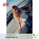 H&M女裝T恤2025年夏季新款甜美蕾絲邊網(wǎng)眼T恤1284156 白色 M 165/96