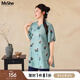 MsShe【新中式國風(fēng)套裝】大碼女裝2025夏裝胖mm提花小衫半身裙子 小衫-水霧綠色現貨 2XL