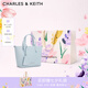 CHARLES&KEITH25夏季新品荔枝紋拉鏈手提斜挎托特包七夕禮物CK2-30151511 Sea Salt Blue海鹽藍 M