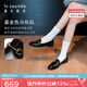 萊爾斯丹[墨金爵士]2025春夏新款英倫牛皮樂福鞋女單鞋通勤小皮鞋10501 黑色 BKL 37
