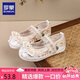 羅蒙女童漢服鞋子中國(guó)風(fēng)學(xué)生古裝表演舞蹈鞋老北京布鞋繡花鞋 米色 33