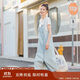 茵曼百搭簡(jiǎn)約風(fēng)牛仔連衣裙兩件套裝夏女裝休閑背帶長(cháng)裙子 淺牛仔 S