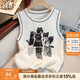 絲柏舍圓領(lǐng)背心2025夏裝新款女裝時尚通勤撞色卡通圖案上衣