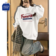 JEANSWEST CLUB真維斯圓領(lǐng)印花衛衣女春秋重磅2026新款女生外套條杠寬松百搭上衣