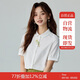 茵曼田園文藝?yán)C花短袖白襯衫女夏季氣質(zhì)百搭娃娃領(lǐng)襯衣上衣 月牙白 M