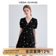 VEGA CHANG連衣裙女2025夏季新款小個(gè)子高級(jí)氣質(zhì)法式刺繡收腰顯瘦小黑裙 雛菊黑 M