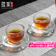 雅集茶杯錘紋小鼓品茶杯蓮花茶碟2個(gè)裝套裝辦公家用簡約功夫茶具套裝