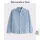 ABERCROMBIE & FITCH【李現(xiàn)同款】男裝25春夏美式經(jīng)典小麋鹿亞麻混紡襯衫KI125-5085 藍色 M (180/100A)