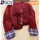 DGOV假兩件韓系圓領(lǐng)拼接格子毛衣女2025秋季新款針織外套寬松休閑開(kāi)衫 紅色 XL 建議115-130斤