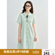 獨束大碼女裝學(xué)院風(fēng)條紋連衣裙2025夏季新款胖mm減齡甜美A字短裙 山嵐綠條 4XL （尺碼：6）