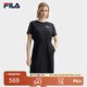 FILA 斐樂官方女子針織連衣裙2025夏季新款時尚休閑寬松收腰T恤裙 傳奇藍(lán)-NV M 165/84A/M