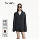 MO&Co.毛衣山羊絨綿羊毛絞花肌理拉鏈開(kāi)襟寬松摩安珂 炭黑色 M 165
