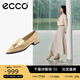 愛步（ECCO）七夕禮物 豆豆鞋女 時尚百搭尖頭百搭淺口樂福單鞋  型塑214283 裸色21428301211（牛皮革） 37