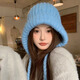 妙奕嘉毛線帽針織帽保暖帽子女秋冬季2025新款護耳雷鋒帽巴拉克拉法帽 加厚大頭圍麻花辮針織帽【藍色】