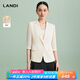 LANDI[馥郁米白]LANDI高級(jí)感提花醋酸西裝外套女七分袖上衣夏新品 米色 L