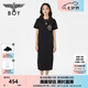 BOY LONDON【夏日畫廊】夏女士長裙顯瘦開叉寬松黑色連衣裙W17703 黑色 M