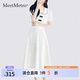 MeetMetro瑪依爾2025夏裝彼得潘領(lǐng)撞色盤扣上衣肌理感半身裙套裝 白色 S