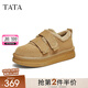 他她（TATA）加絨厚底毛毛鞋外穿女鞋冬季保暖單鞋子新款CGH01DM4 黃棕（仿毛里） 37