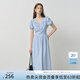 范思藍(lán)恩法式重工立體花朵蕾絲連衣裙女夏季2025新款收腰裙子2884 冰水藍(lán) M